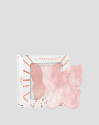 Plaque Papillon pour massage facial gua sha en quartz rose Crystallove - 1