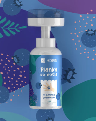 Mousse nettoyante pour les mains et le corps pour enfants au parfum de myrtille HiSkin_2