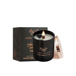 Bougie de soja au parfum d'obsidienne noire et de résine de bois d'oud Crystallove - 1