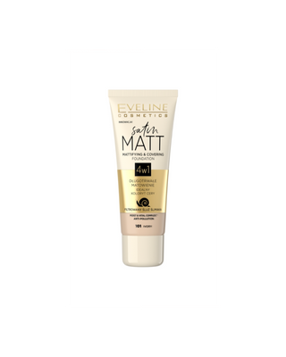 Fond de teint matifiant au mucus d'escargot filtré n° 101 couleur ivoire Satin Matt Eveline - 1