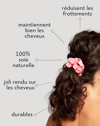 Lot de 3 chouchous Twisty en soie 100% naturelle - rose, crème, rouge - 3