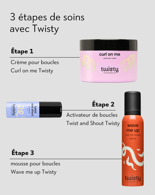 Coffret crème + mousse + booster de Twisty pour le soin et le coiffage des cheveux bouclés et ondulés - 4