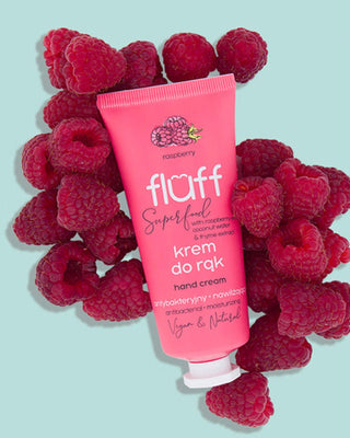 Crème pour les mains à l’extrait de framboise et à l’eau de coco pour apaiser les irritations Fluff