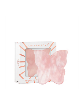 Plaque papillon de massage du visage gua sha au quartz rose Crystallove - 1