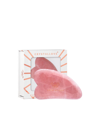 Plaque de massage du visage gua sha en quartz rose, pierre d'amour Crystallove - 1