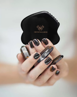 Plaque de massage du visage gua sha en obsidienne, pierre d'une grande puissance Crystallove - 2