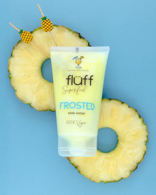 Sorbet corporel aux huiles naturelles au parfum pinacolada idéal après un bain de soleil Fluff