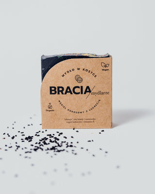 Barre de savon purifiante et antibactérienne au charbon de noix de coco et à la réglisse Bracia Mydlarze - 2