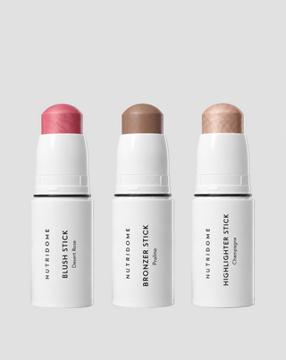 Set de maquillage et de contouring pour le visage: bronzer, blush et illuminateur en stick, Nutridome