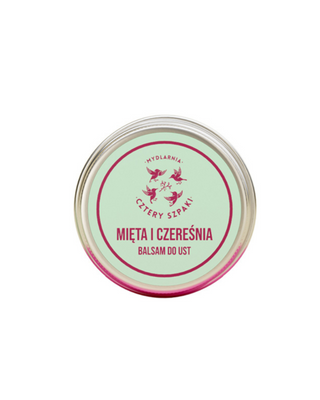 Baume à lèvres menthe et cerise à l'huile de ricin et à la lanoline végétalienne Mydlarnia Cztery Szpaki - 1