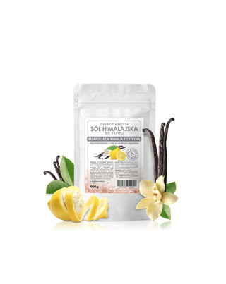 Sel de bain de l'Himalaya à gros grains Vanille relaxante au citron E-Fiore - 1