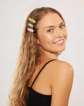 Set de barrettes wavy - vert, noir, rose de Twisty 3 pcs. - 2