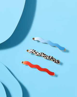 Set d'épingles à cheveux marbrées, bleues, rouges de Twisty 3 pcs. - 2