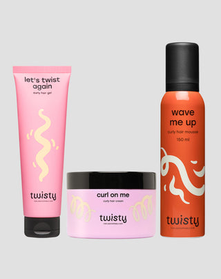 Coffret crème + mousse + gel pour boucles pour le coiffage et le soin des cheveux bouclés et ondulés Twisty - 1