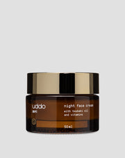 Crème de nuit hydratante pour le visage au beurre de cacao, à l’huile de tsubaki et à l’aloe vera Uddo
