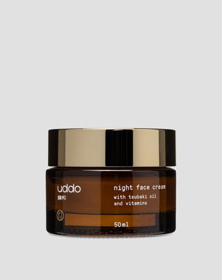 Crème de nuit hydratante pour le visage au beurre de cacao, à l’huile de tsubaki et à l’aloe vera Uddo - 1