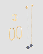 Boucles d'oreilles plaquées or avec pierres naturelles lapis-lazuli Mys