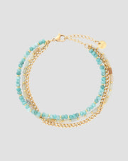 Bracelet plaqué or avec pierres naturelles turquoise africaine et amazonite Mys