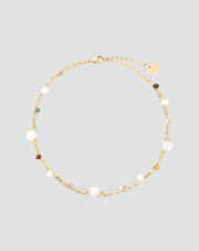 Bracelet de cheville en acier inoxydable plaqué or avec agate, maifan, jaspe et aventurine Mys_3